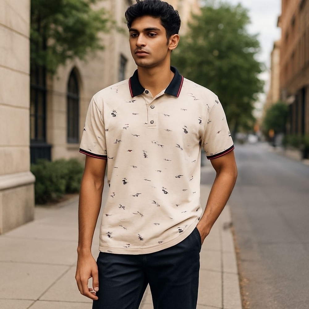 NWOT LC Casual Polo with Sailboat and Birds